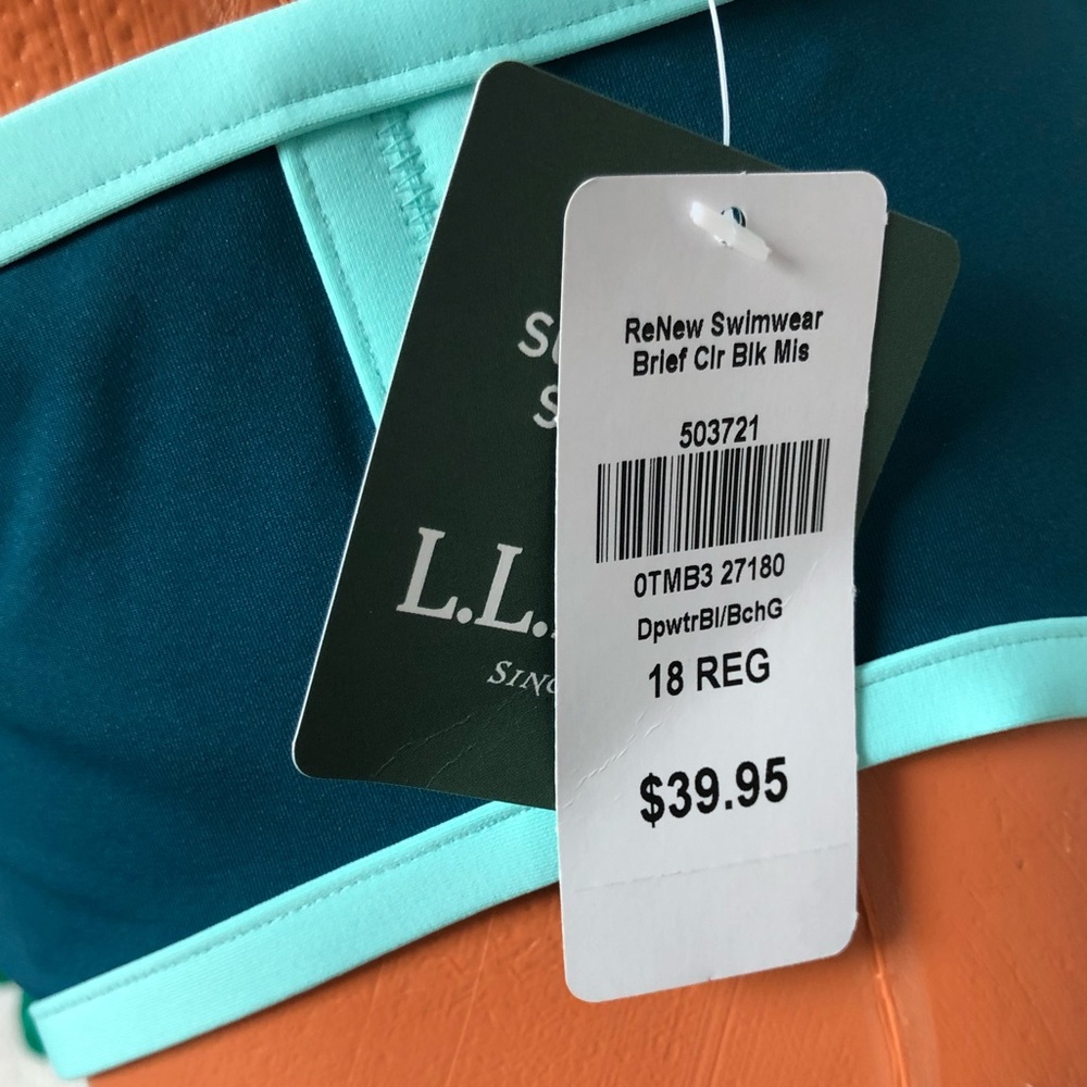NWT LLBean Beach Glass Sporty Swim Brief Bottom Size 18 - Picture 4 of 10